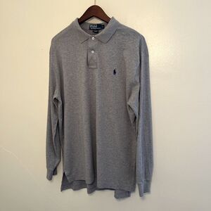 POLO RALPH LAUREN Vtg Rugby 90s Single Stitch Cotton Jersey Long Sleeve Polo- L